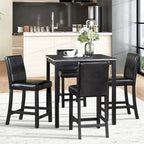 Set da pranzo moderno da 5 pezzi con tavolo quadrato ad altezza bancone e 4 sedie imbottite