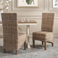 Ensemble de 2 chaises de salle à manger en osier naturel, 19 l x 22 p x 41 h, style bohème côtier