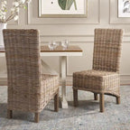 Ensemble de 2 chaises de salle à manger en osier naturel, 19 l x 22 p x 41 h, style bohème côtier