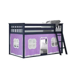Lit superposé bas Max & Lily, 2 couchages simples, avec rideaux