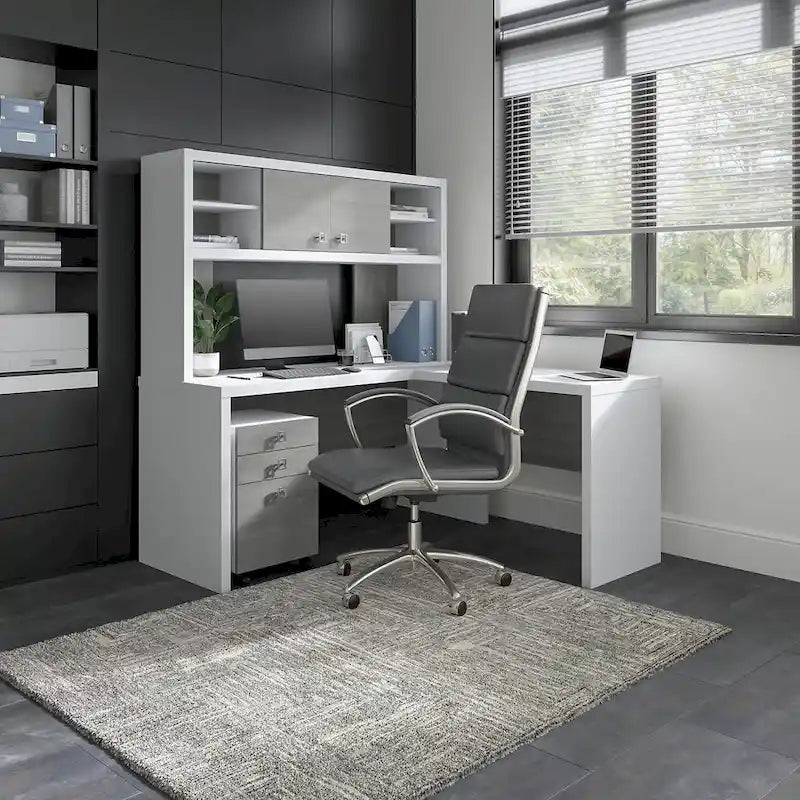 Bureau d’angle Echo en L avec surmeuble et tiroirs