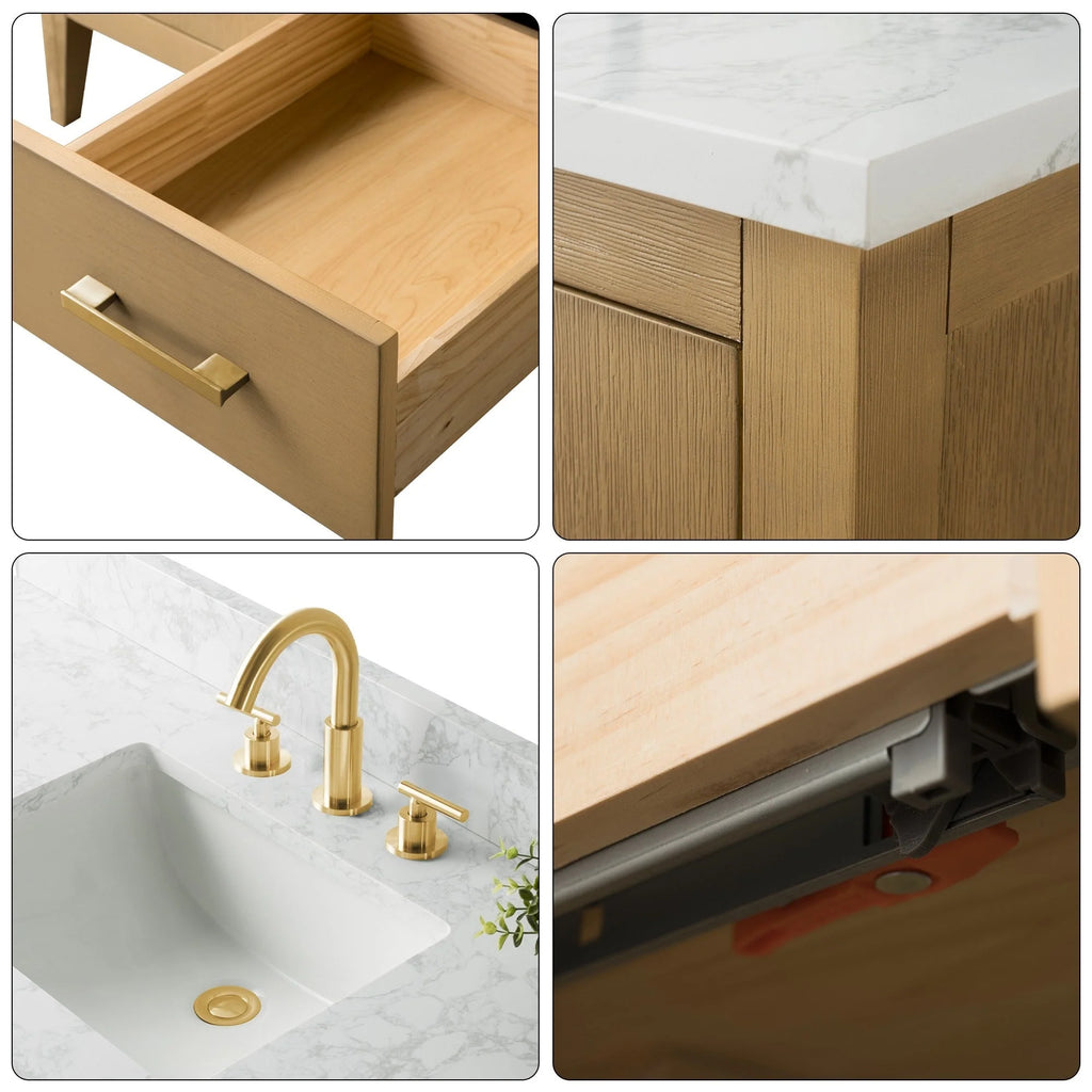 Meuble-lavabo Vanity Art 72 à double vasque avec plateau en marbre reconstitué