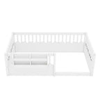 Lit cabane Montessori simple en bois Bellemave pour enfants, avec barrière surélevée et bibliothèque, pour filles et garçons