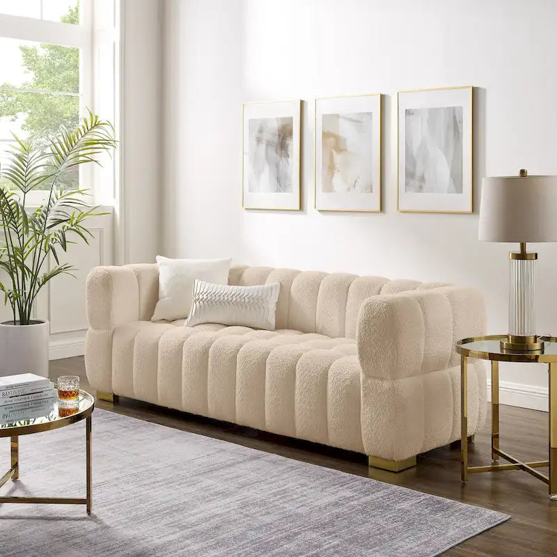 Canapé moderne en tissu gaufré, confortable pour les moments de détente