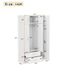 Armoire à miroirs à 3 portes avec 2 tiroirs et placard supérieur