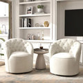 Lot de 2 fauteuils tonneau modernes SEYNAR en velours rembourré, pivotants à 360 degrés, avec dossier capitonné à boutons