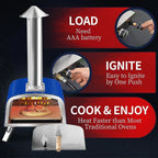 Four à pizza extérieur multicombustible, appareil à pizza cuite sur pierre avec brûleur à gaz et compartiment à bois – 12 pouces