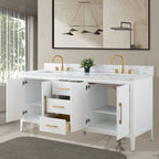 Meuble-lavabo Vanity Art 72 à double vasque avec plateau en marbre reconstitué