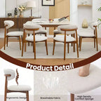 Ensemble de 4 chaises de salle à manger, chaises rembourrées modernes du milieu du siècle, chaises de cuisine style ferme avec assise en tissu rembourrée et pieds en bois, beige