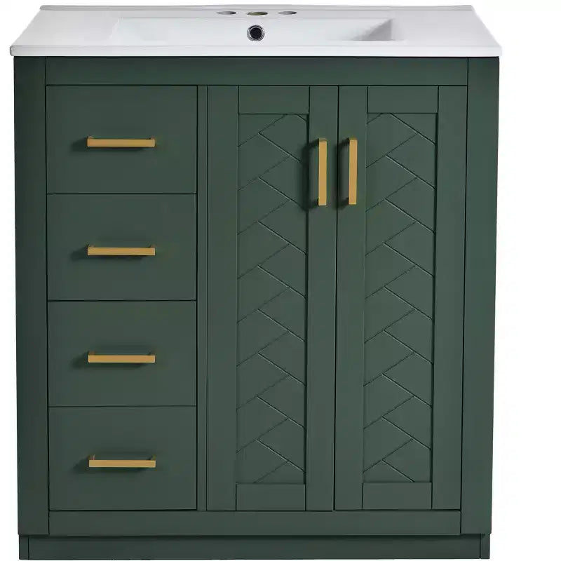 Meuble-lavabo de salle de bains simple de 30 pouces avec meuble et 3 tiroirs ??Noir / Bleu / Vert / Indigo / Blanc