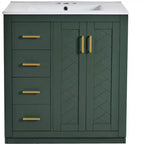 Meuble-lavabo de salle de bains simple de 30 pouces avec meuble et 3 tiroirs ??Noir / Bleu / Vert / Indigo / Blanc