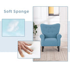 Fauteuil d’appoint moderne Erommy, fauteuil à dossier haut, canapé une place en tissu rembourré avec boutons et pieds en bois pour le salon