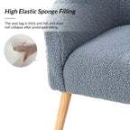 Fauteuil bouclé moderne Sheila de 30 W avec pieds en bois massif, lot de 2, par HULALA HOME