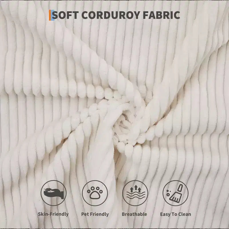 Canapé-lit convertible 4-en-1, matelas de sol pliant en velours côtelé sans cadre de 79 pouces avec oreiller, causeuse sans assemblage pour petit appartement