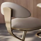 Luxury Gold Metal Frame Sleek Beige Leather Bar Stool