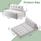 Canapé-lit futon pliant en velours côtelé, fauteuil convertible au sol avec coussin et soutien dorsal, format double
