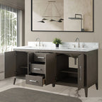Meuble-lavabo Vanity Art 72 à double vasque avec plateau en marbre reconstitué