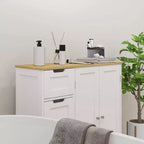 HOMCOM Mobiletto da bagno da pavimento con ripiano regolabile, mobile contenitore da bagno indipendente con 4 cassetti e 2 ante, bianco