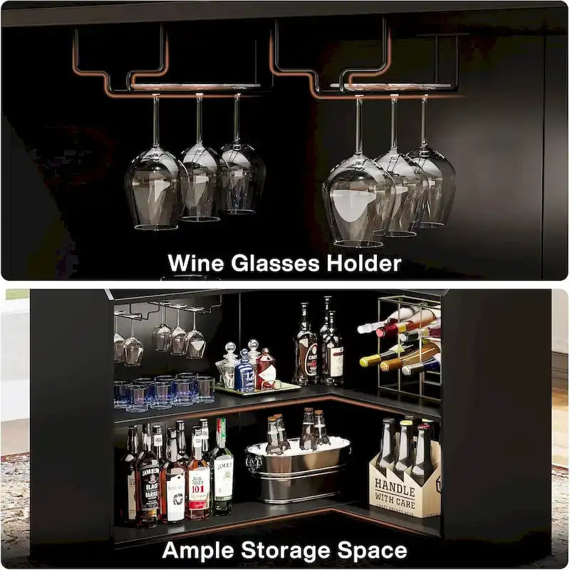 Mobile bar angolare a L con portabicchieri per il pub di casa