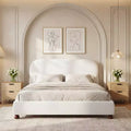 Letto imbottito in bouclé con struttura moderna in legno di gomma Christopher Knight Home Matteo
