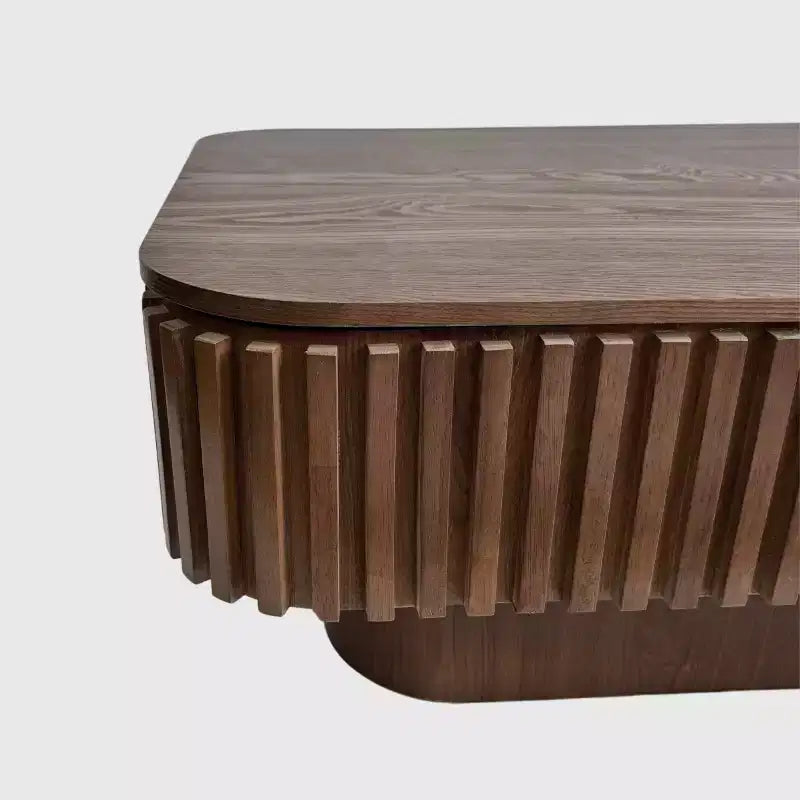 Tavolino da salotto JVNOXK da 38.6' con piano sollevabile scanalato e spazio contenitore, impiallacciatura in legno massello, altezza regolabile, tavolo moderno d'accento per soggiorno e camera da letto, noce