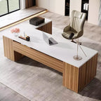 Lantine 85.8 L-Shaped Executive Desk, Extra Large Office Computer Desk with File Drawers for Home Office