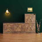 Meuble à chaussures de style maison de campagne avec banc, 4 tiroirs basculants, organisateur de rangement pour chaussures d’entrée avec assise rembourrée confortable, banc à chaussures autoportant