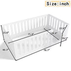 Lit au sol Montessori blanc 1 place avec barrières et porte - Bois massif, 1 enfant