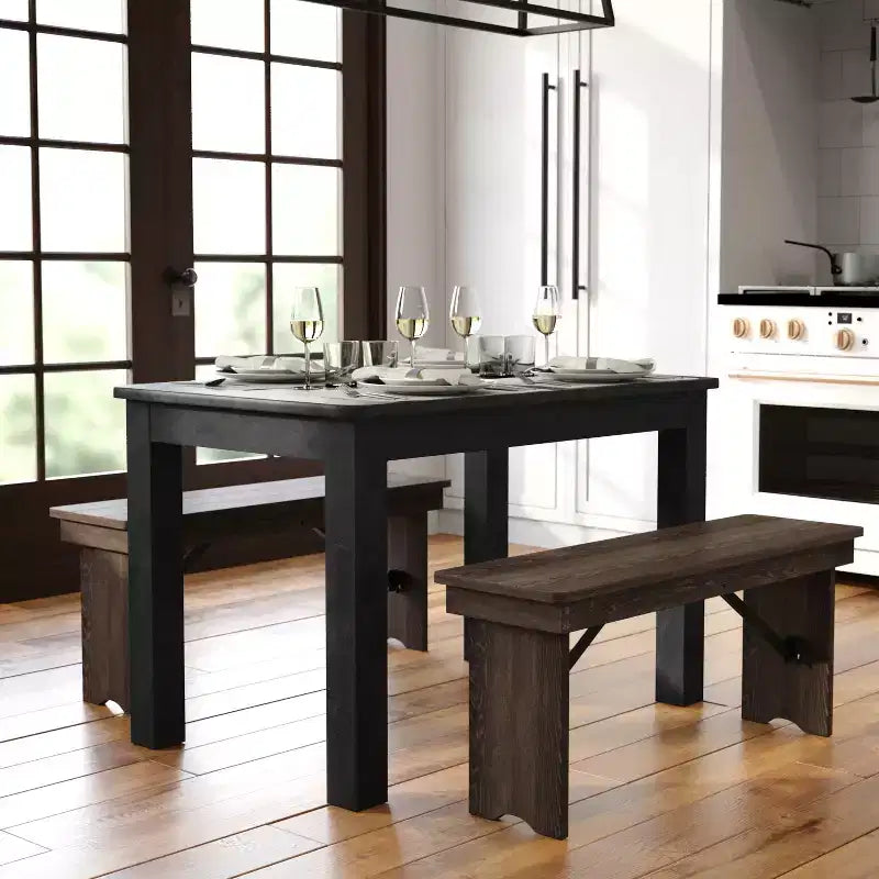 Mesa de jantar retangular Flash Furniture, 46 x 30, em pinho maciço