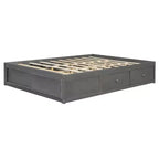 Whisen Queen Platform Bed Frame with 4 Storage Drawers and Footboard Storage