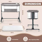 Baby Bassinet with Wheels ??Beige / Gray / Pink, Bedside Sleeper, for 1 Baby