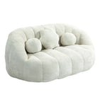 Fauteuil lounge blanc de 63,78 po, revêtu de chenille avec mousse haute densité