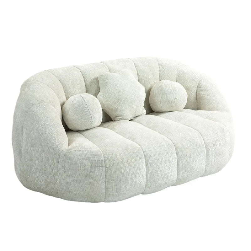 Fauteuil lounge blanc de 63,78 po, revêtu de chenille avec mousse haute densité