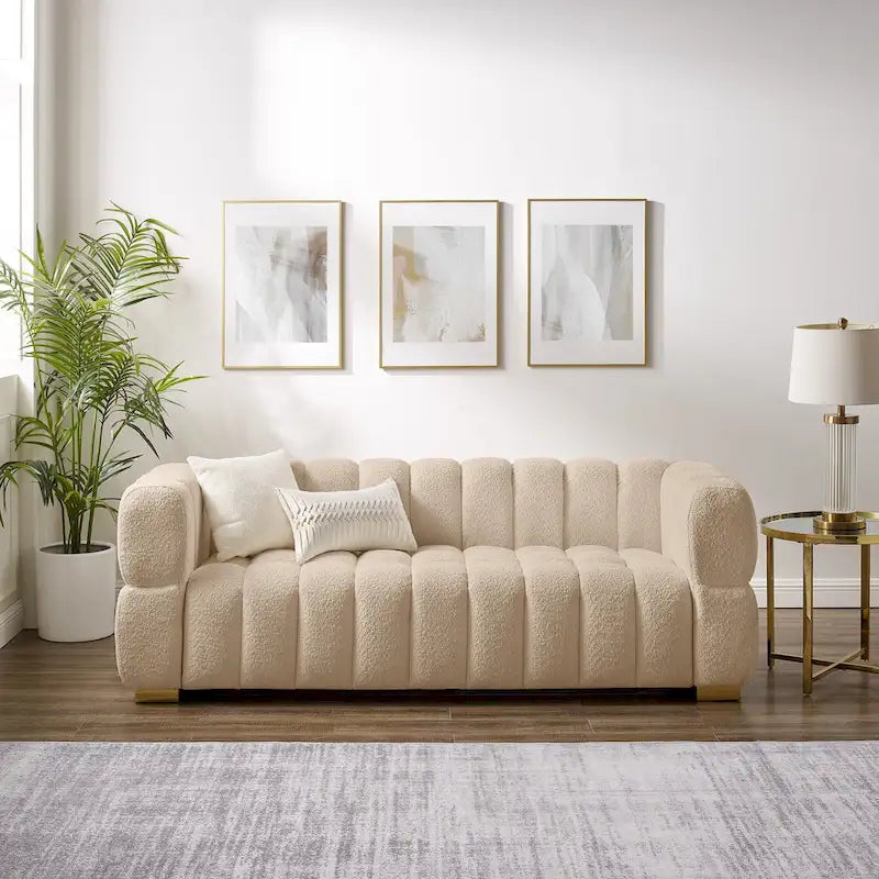 Canapé moderne en tissu gaufré, confortable pour les moments de détente