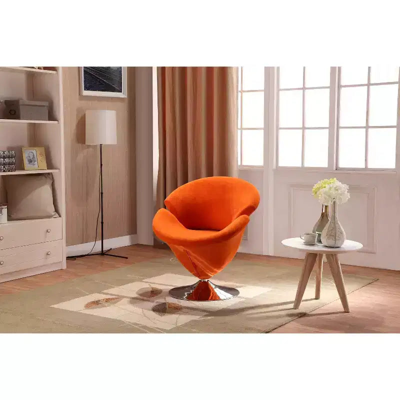 Set di 4 poltroncine girevoli Tulip Manhattan Comfort arancione/giallo: rivestimento in velluto, non richiede montaggio