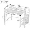 Okak 94IN Twin Size Loft Bed with Wardrobe, Twin Bed with Storage Shelves and Basket, Bed Frames for Bedroom, Dormitory