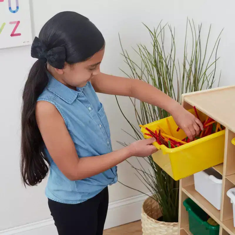 Mobiletto mobile con vassoi e 15 contenitori frontali a vaschetta, 3x4, arredo per bambini