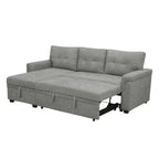 Divano componibile reversibile trasformabile con letto estraibile, chaise longue con contenitore nascosto e gambe resistenti