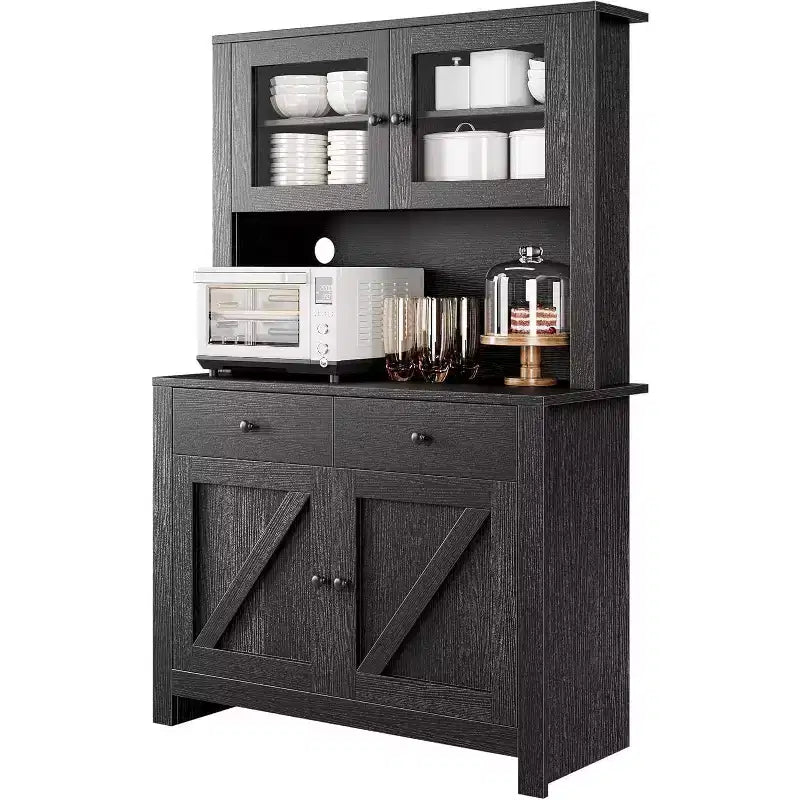 Dispensa da cucina con supporto per microonde, credenza a giorno con buffet e ripiani regolabili, per cucina e sala da pranzo