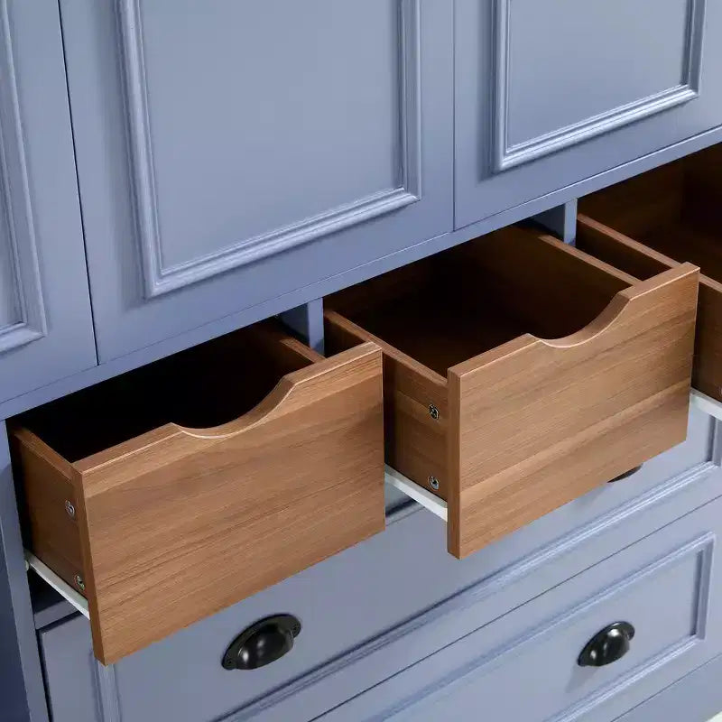 Armoire garde-manger indépendante Whisen de 71 po de hauteur, grand meuble de rangement pour salle à manger avec 4 portes pliantes, étagères et porte-bouteilles