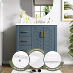 Meuble-lavabo de salle de bains simple de 30 pouces avec meuble et 3 tiroirs ??Noir / Bleu / Vert / Indigo / Blanc
