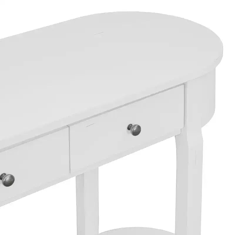 Table console rustique Whisen, table d’entrée et table d’appoint avec façade de tiroir cannelée