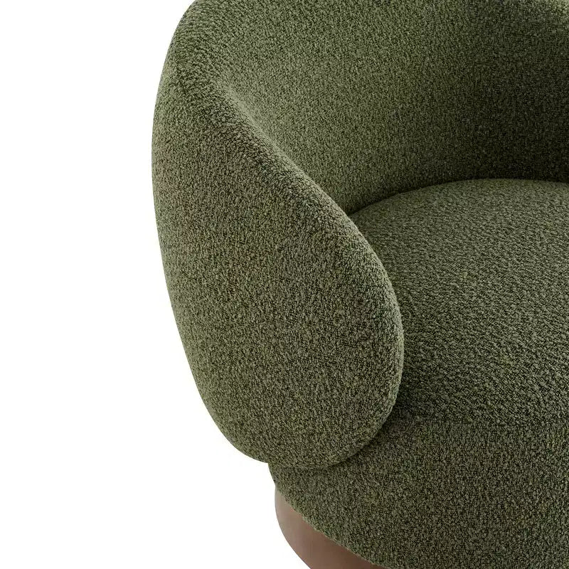 Fauteuil tonneau pivotant rembourré d’appoint Spruce&Spring avec base en bois