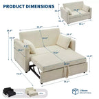 Canapé-lit convertible 55 places avec repose-pieds escamotable et dossier réglable, canapé compact pour petits appartements