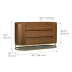 Cassettiera moderna a 6 cassetti con design a bordo vivo, base in metallo e struttura resistente in legno misto