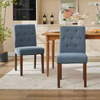 Set di 6/4 sedie da pranzo Parsons con bottoni capitonné, sedie da cucina in tessuto imbottito con gambe in legno e sedute imbottite, stile moderno