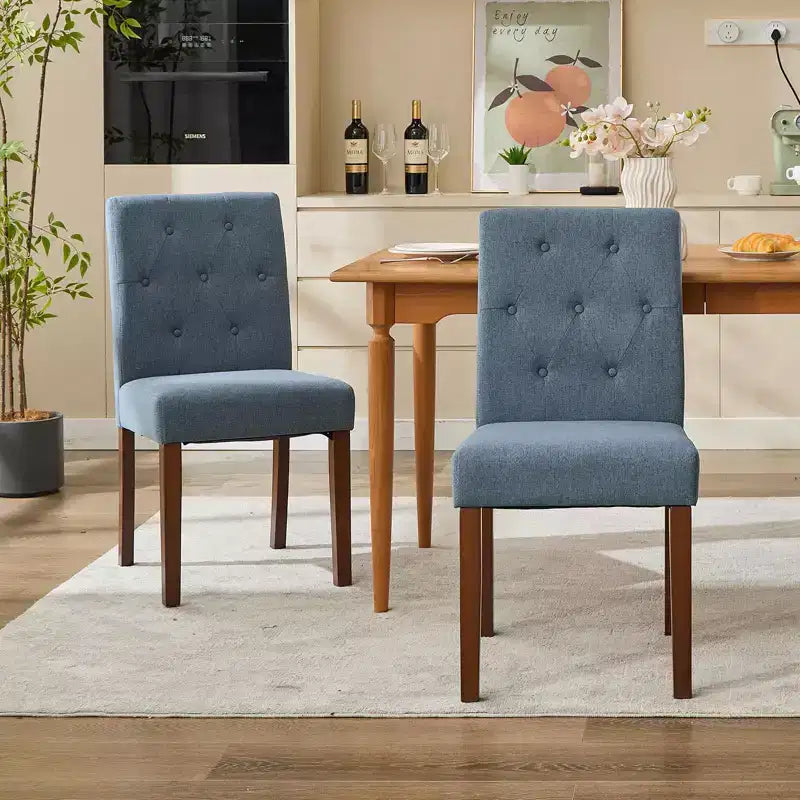 Set di 6/4 sedie da pranzo Parsons con bottoni capitonné, sedie da cucina in tessuto imbottito con gambe in legno e sedute imbottite, stile moderno