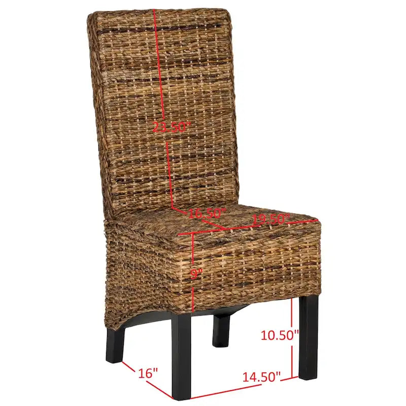 Ensemble de 2 chaises de salle à manger en osier naturel, 19 l x 22 p x 41 h, style bohème côtier