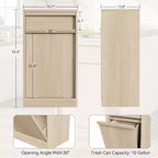 Poubelle inclinable en chêne naturel avec rangement et tiroir, meuble cache-poubelle, panier à linge pour cuisine, salle à manger et salon