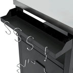 Îlot de cuisine extérieur avec plateau en acier inoxydable, chariot de gril en métal avec meuble de rangement - N/A